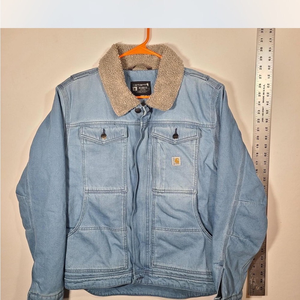 Carhartt Blue Denim Jacket with Sherpa Collar